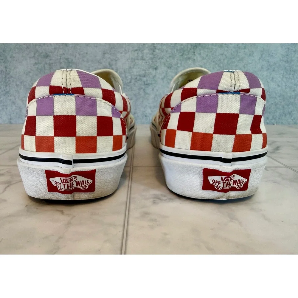 Vans Classic Slip-On Rainbow Checkerboard Sneakers Mens 7 Womens 8.5 Multi Color